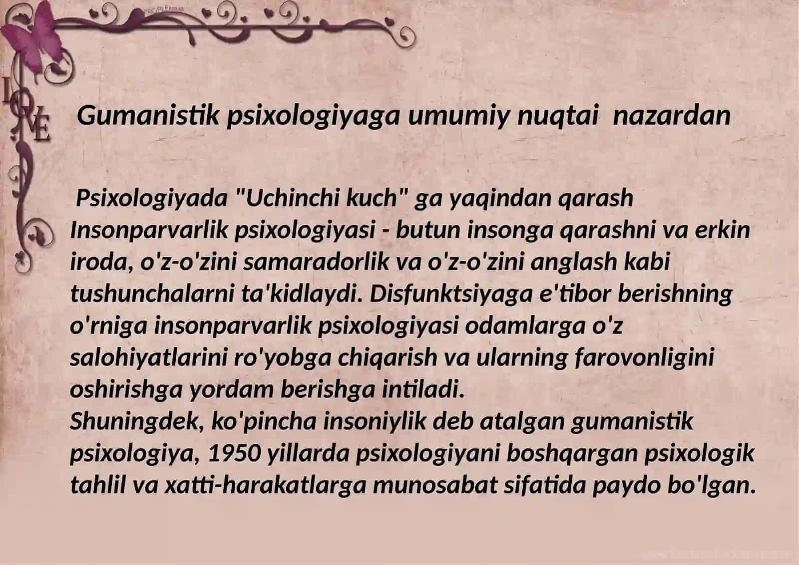Gumanistik Psixologiyaning asosiy tushunchalari 3