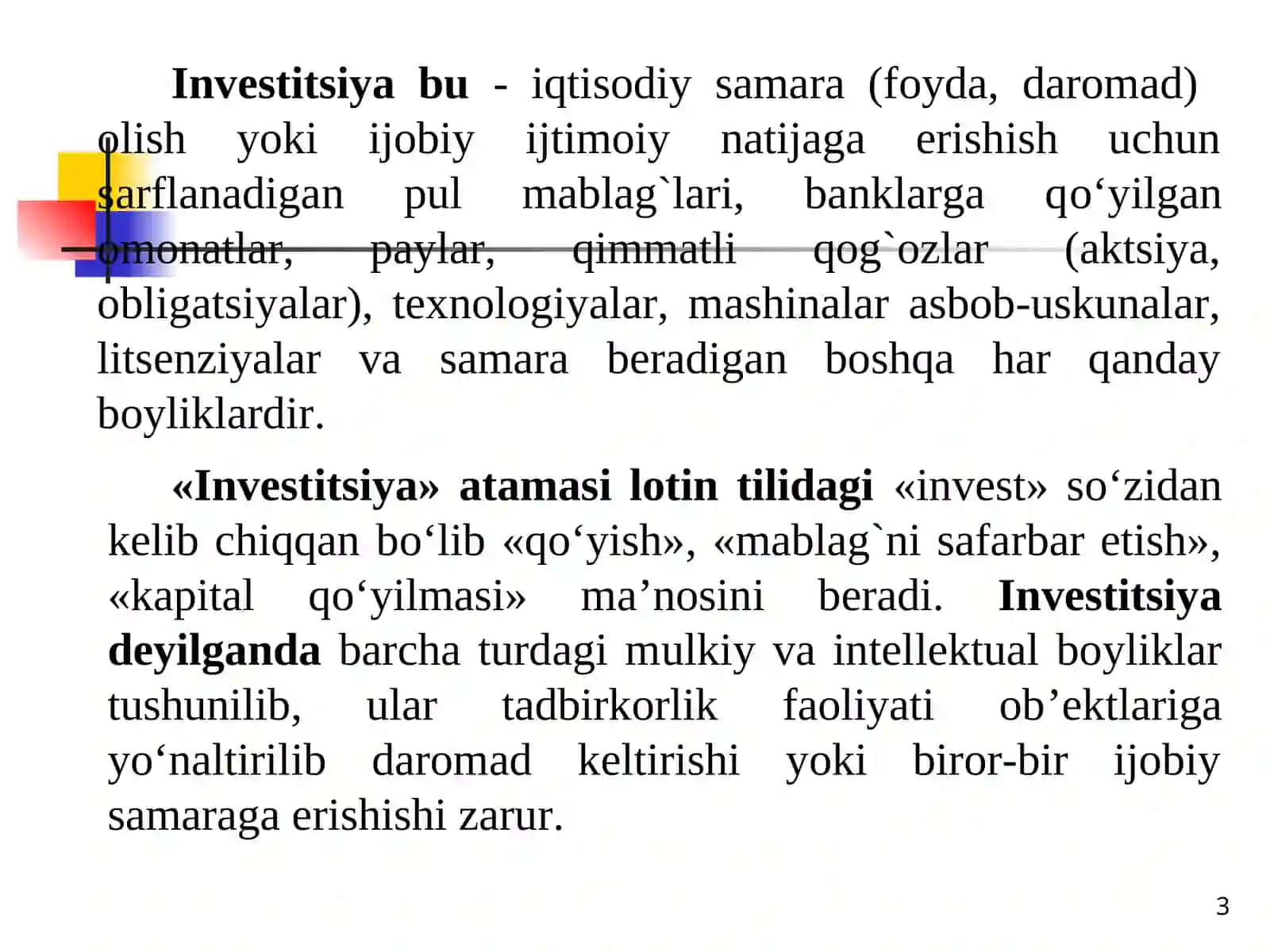 LОYIHA TAHLILI BILAN BОG`LIQ IQTISОDIY KОNTSЕPTSIYALAR 3