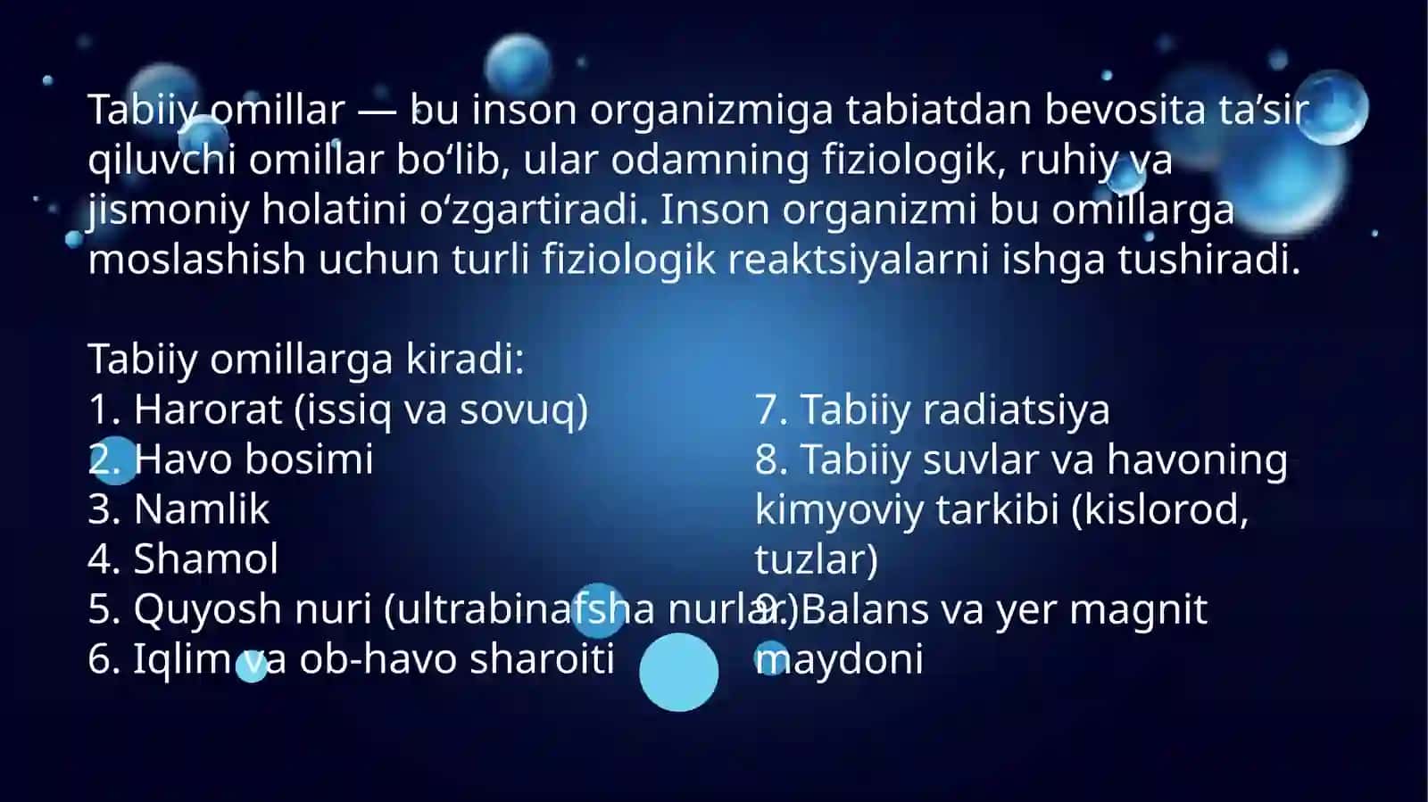 Tabiiy va sun'iy omillar ta'sirida inson organizmida sodir bo'ladigan fiziologik o'zgarishlar 3