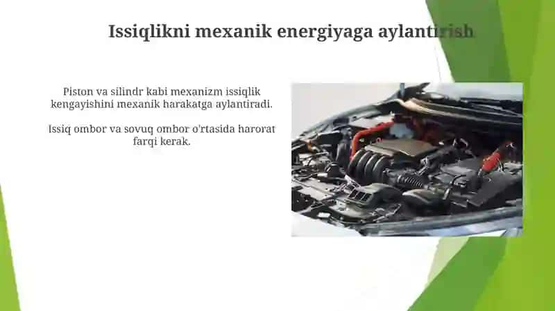 Avtomobilda issiqlik energiyasining mexanik energiyaga aylantirish shart-sharoitlari 3
