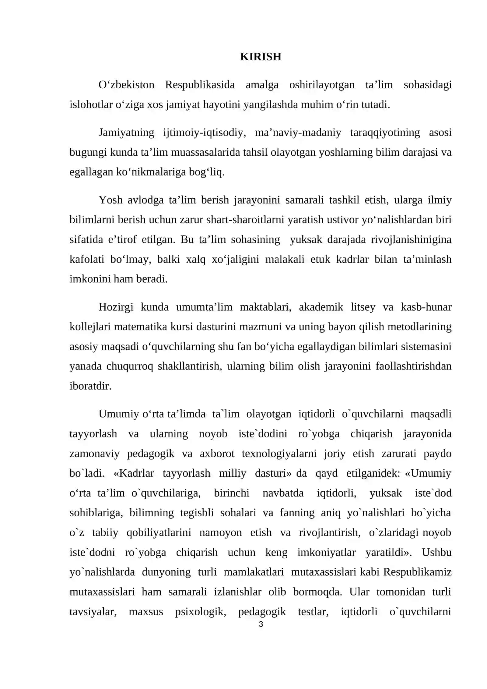Matematika o’qitish metodikasi yo’nalishi 3