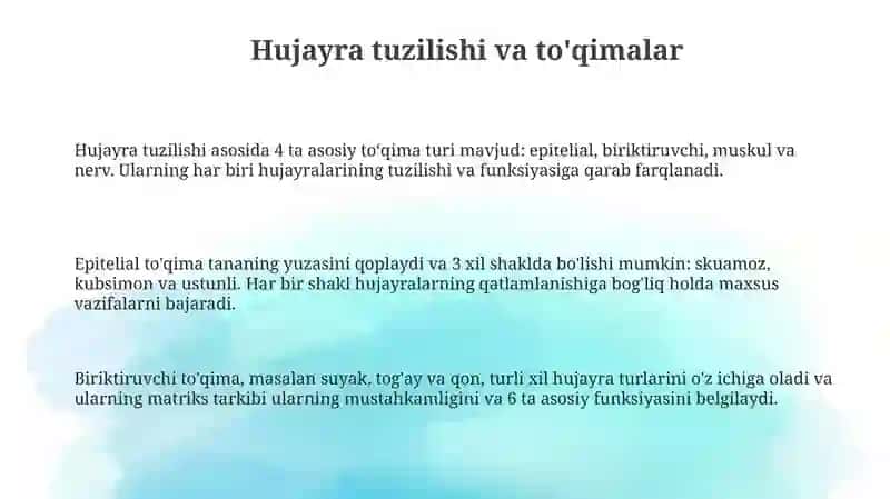 Biologiya. Bilogiyaning anotomik tuzilishi 3