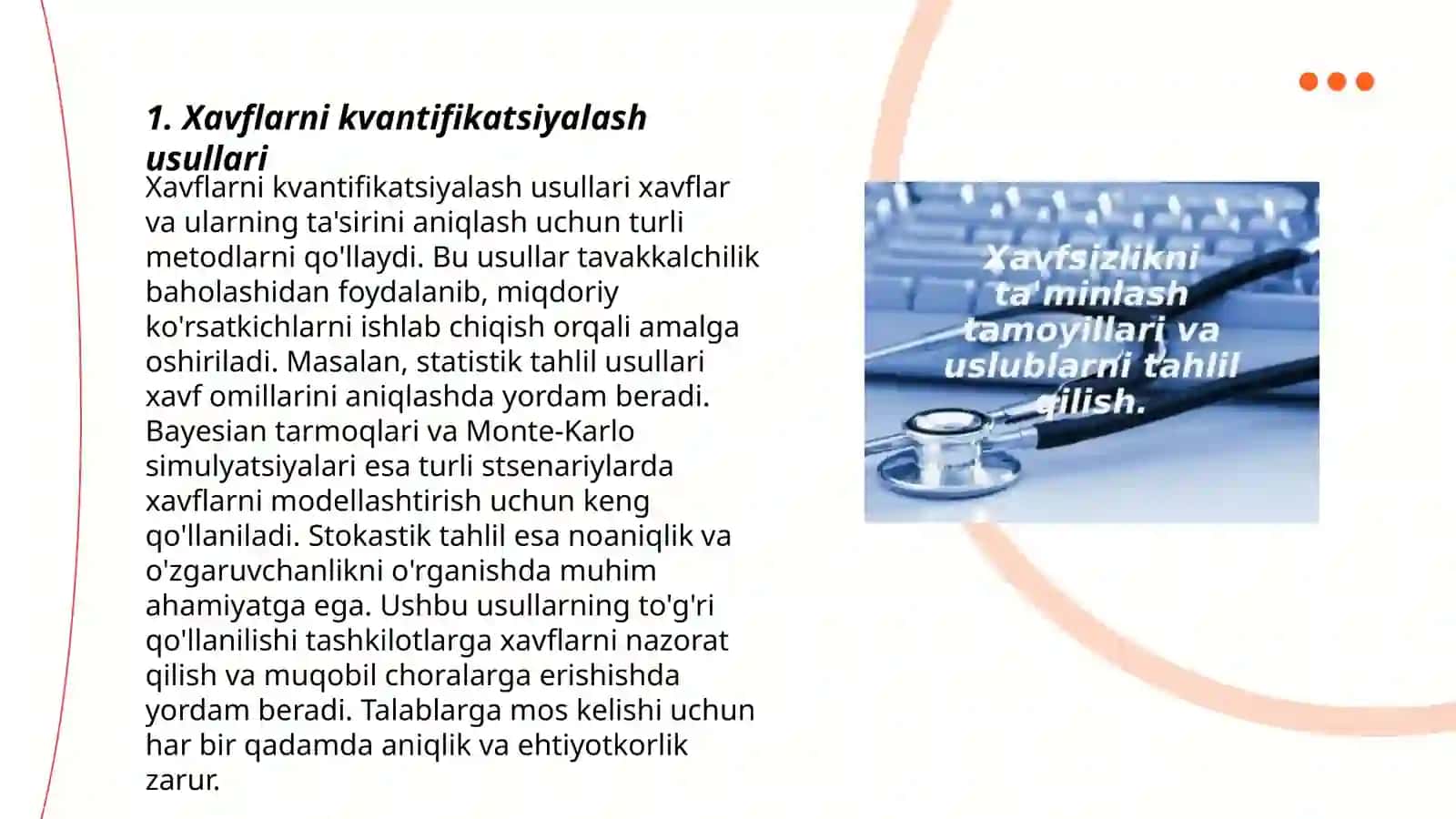 Xavflarni kvatifikatsiyalashning soni, bali va boshqa uslublarini tahlil qilish 3
