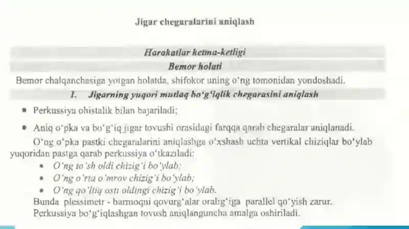 Jigar perkussiyasi. Kurlov usuli bo’yicha paypaslash 3