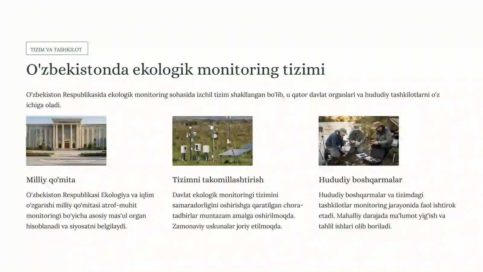 Ekologik monitoring va tabiiy resurslardan foydalanish:O'zbekistontajribasi 3