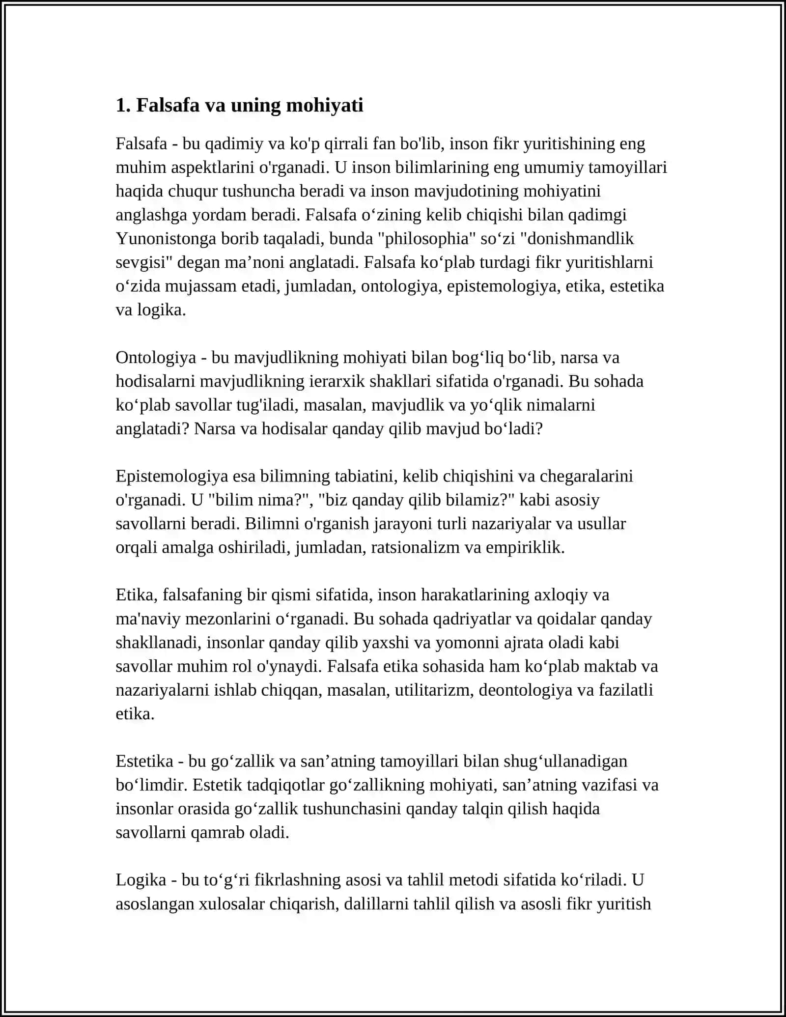 FALSAFANING MOHIYATI VA JAMIYATDAGI TUTGAN O’RNI 3