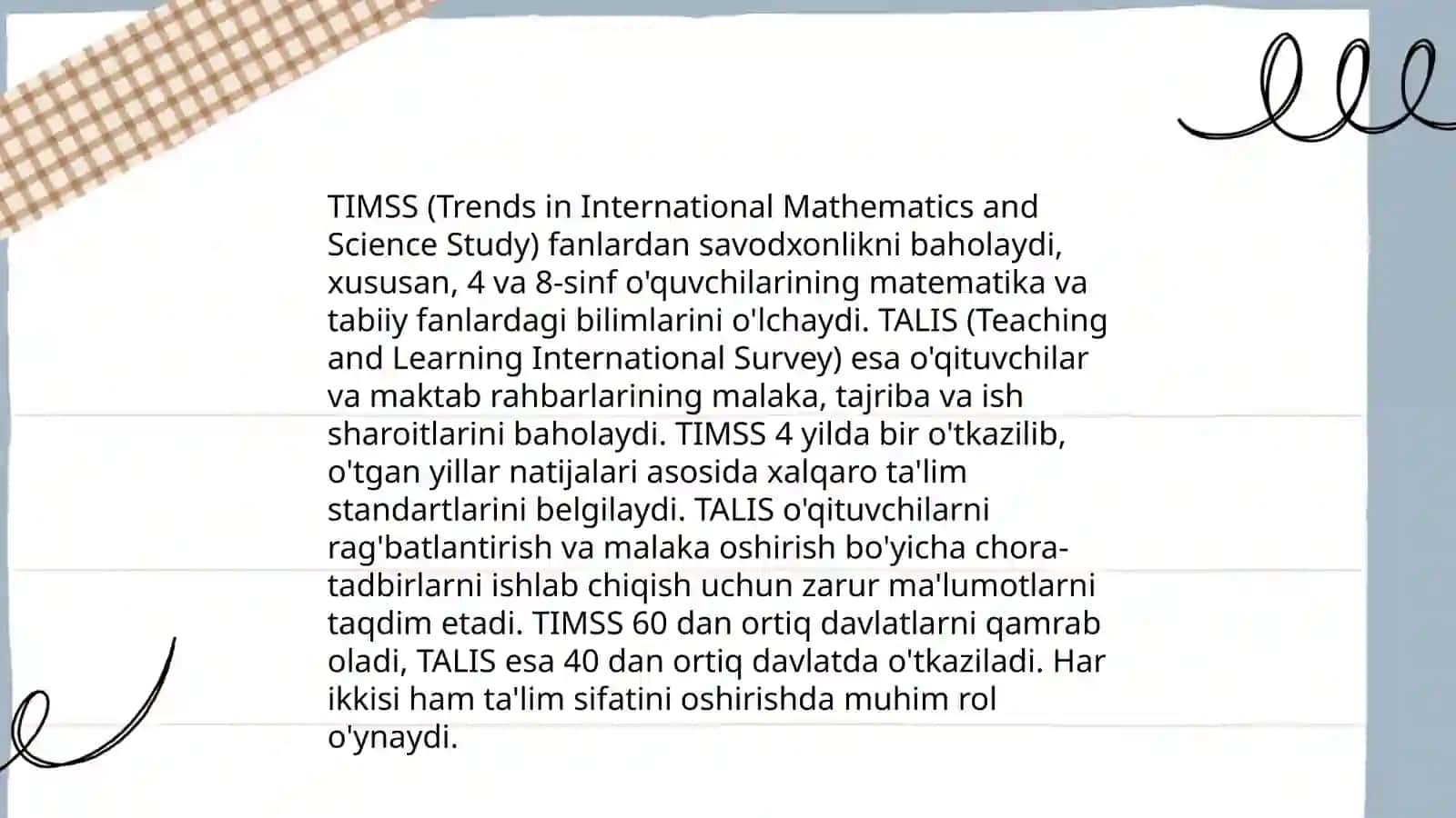 TIMMS va TALIS xalqaro baxolash dasturlari 3
