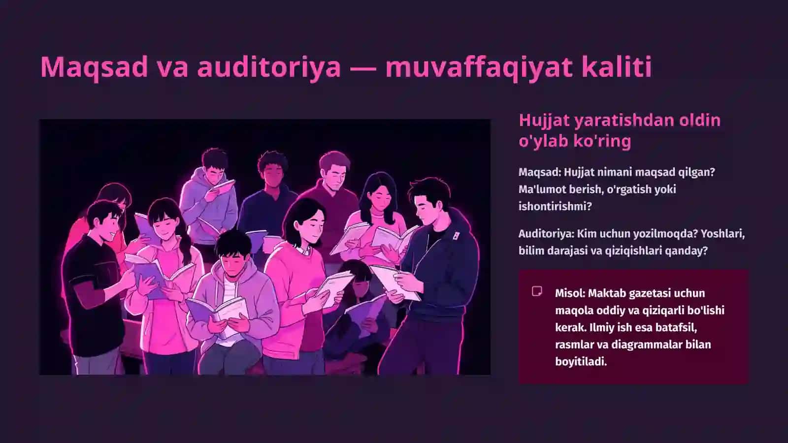 Maqsad va auditoriyaga mos hujjat yaratish 3