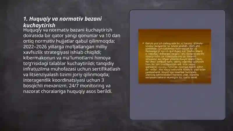 Milliy havfsizlikni taminlash borasida amalga oshirilayotgan ishlar 3
