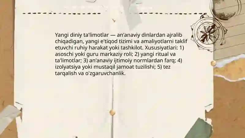 Yangi diniy talimotlar va sektalar 3