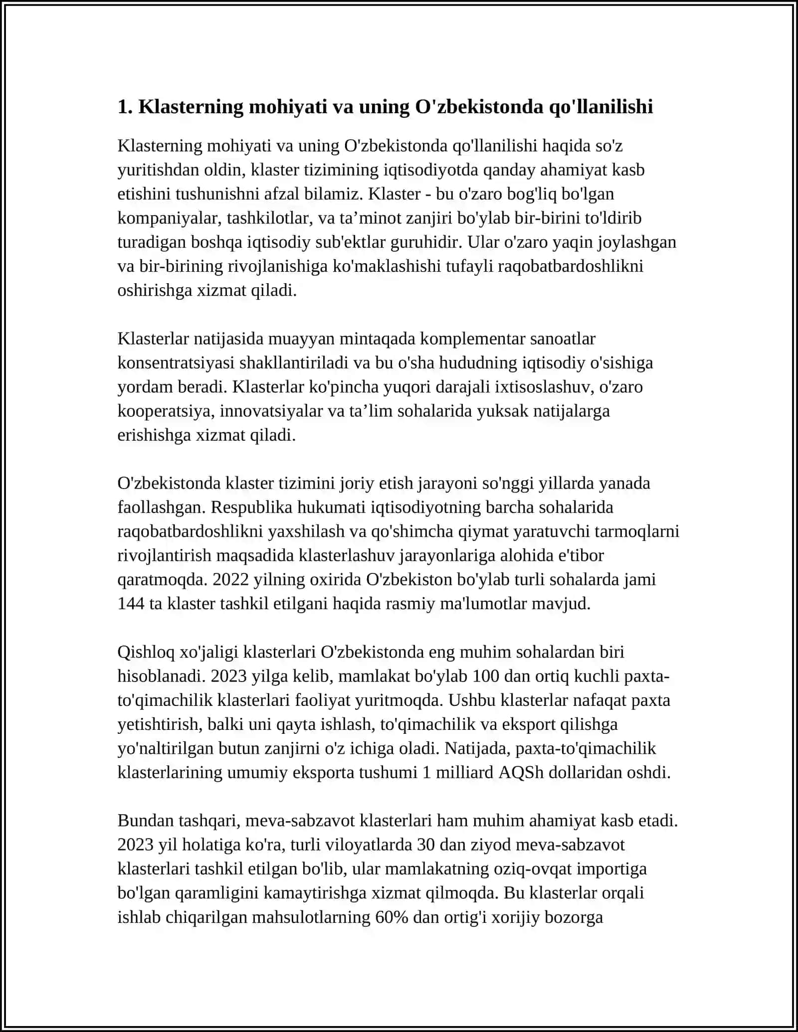 O'ZBEKISTON HUDUDINI RIVOJLANTIRISHDA KLASTER USULINI QO'LLASH 3