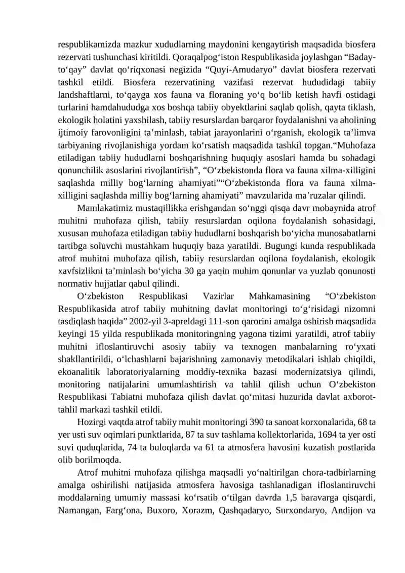 HUDUDLAR TARAQQIYOTINING EKOLOGIK JIHATLARI VA TABIATDAN FOYDALANISHNING MINTAQAVIY MUAMMOLARI 3