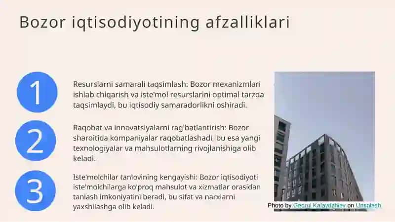 Bozor iqtisodiyotining afzalliklari va kamchiliklari 3