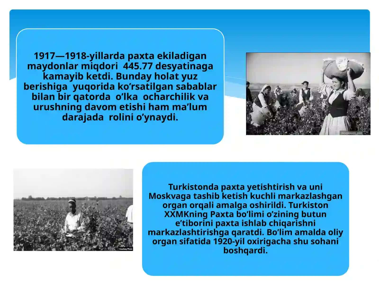 Turkistonda agrar munosabatlar va u bilan bog’liq sanoat korxonalarining faoliyati(1917-1924 –yillar) 3
