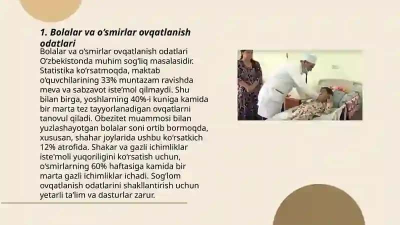 Bolalar va oʼsmirlar salomatlik holatini SEO va JSb BO'G bo'limi 3
