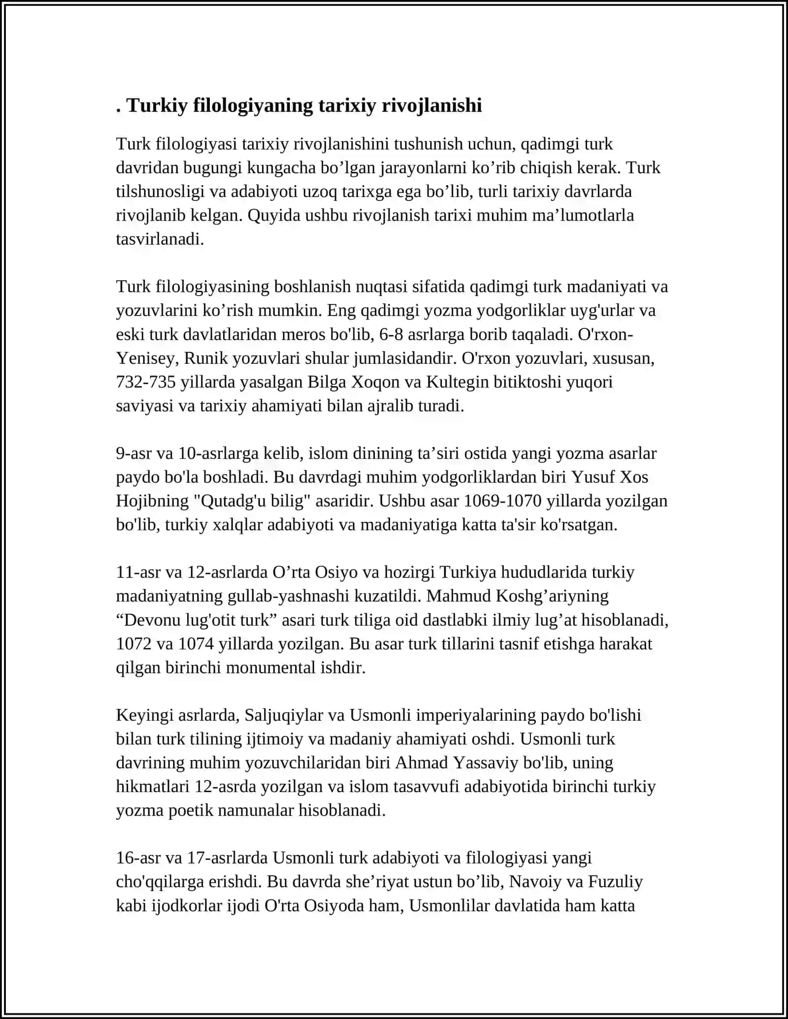 "O'ZBEK TILI VA ADABIYOTI" JURNALIDAGI TURKIY FILOLOGIYAGA OID MAQOLA BO'YICHA MA'RUZA TAYYORLASH 3