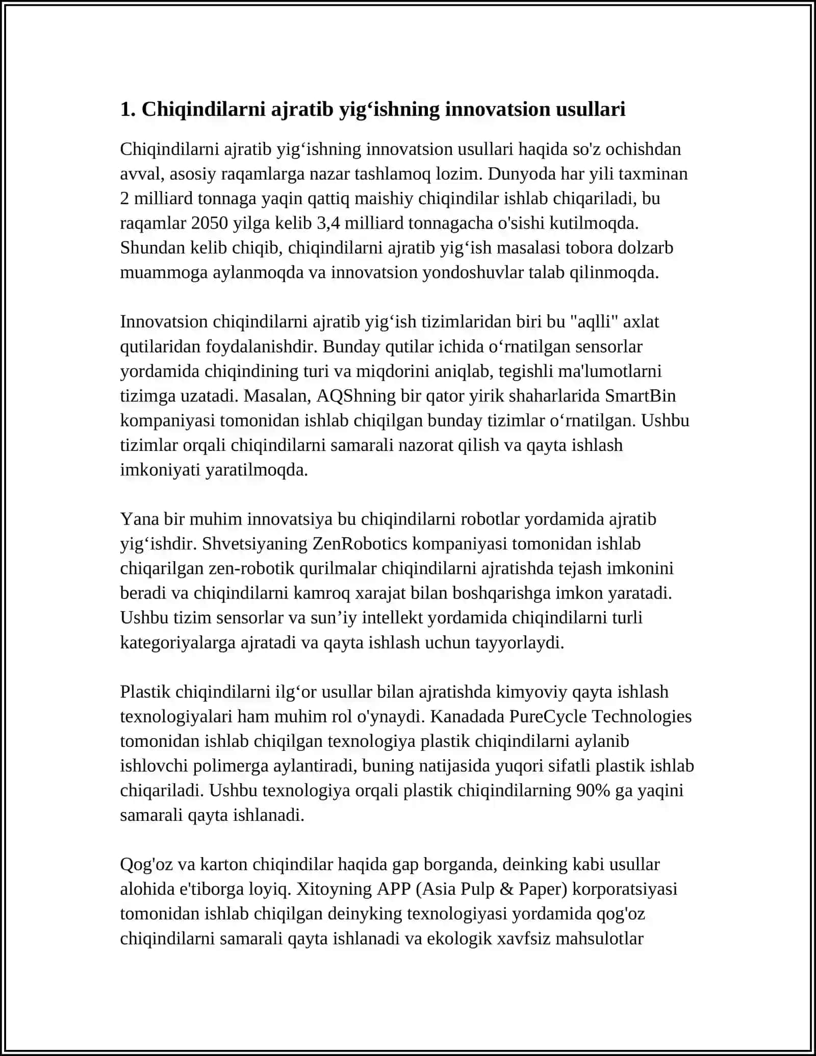 CHIQINDILARNI QAYTA ISHLASHDA INNOVATSION YONDASHUVLAR 3