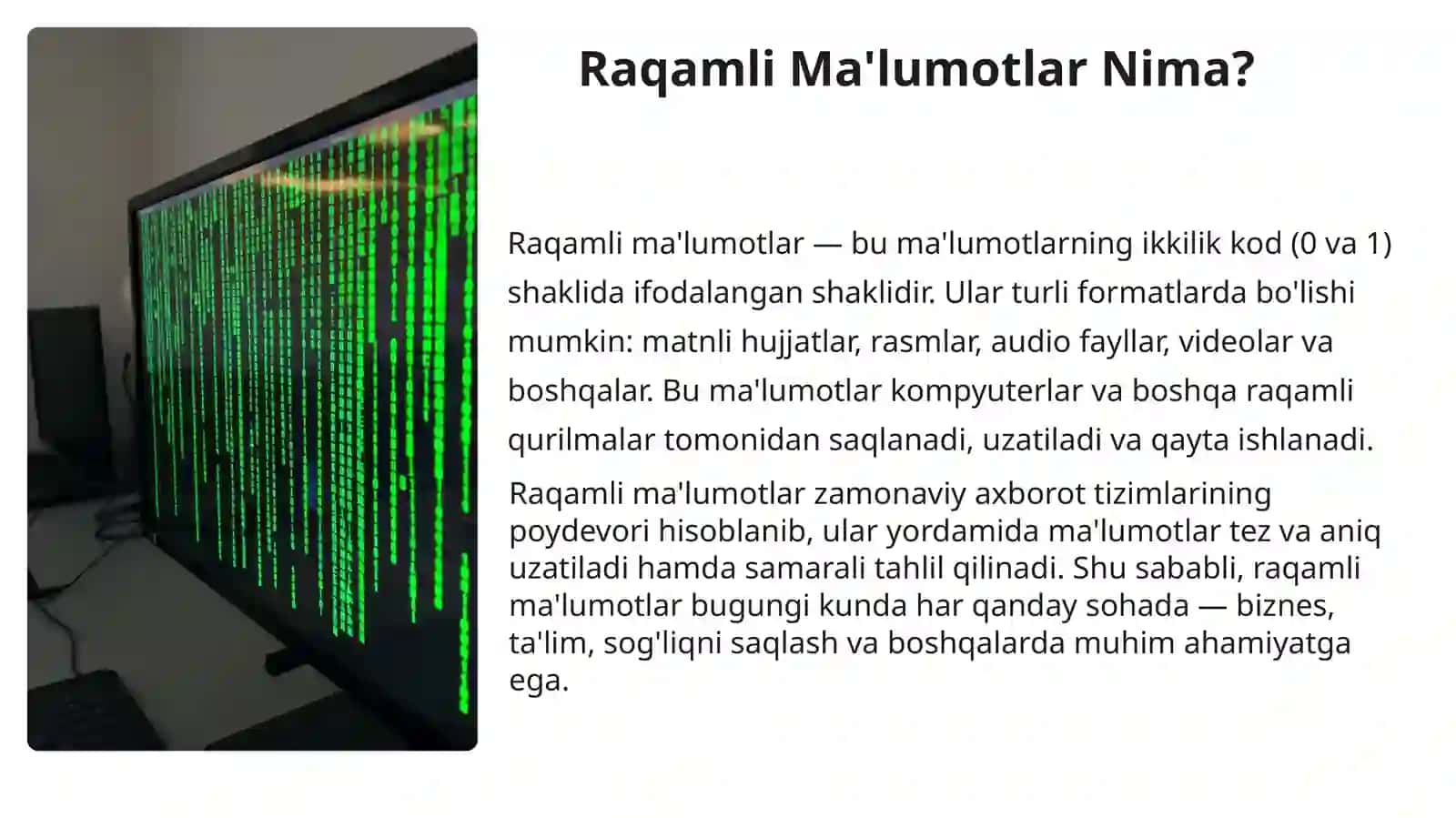 Raqamli Ma'lumotlar: Ahamiyati, Shakllari va Manbalari 3