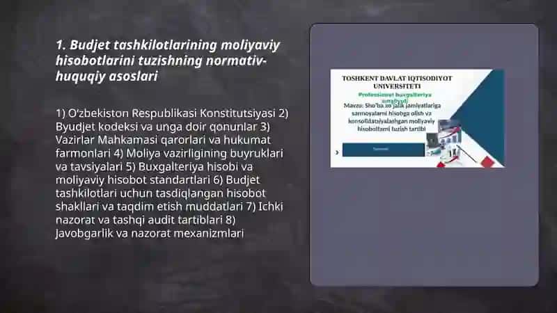 Budjet tashkilotlarining moliyaviy hisobotlarini tuzishi va taqdim qilishi 3
