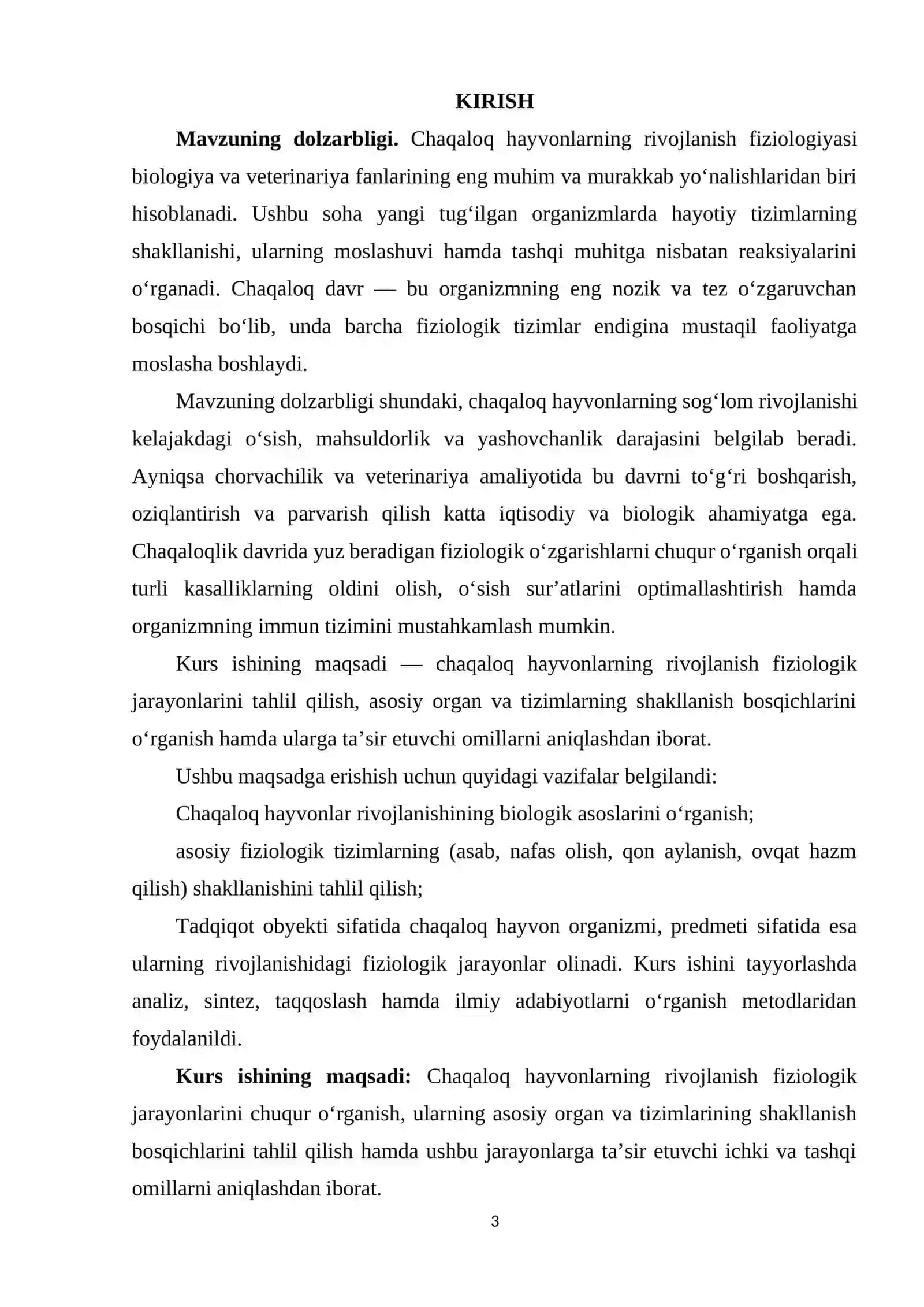 CHAQALOQ HAYVONLARNING RIVOJLANISH FIZIOLOGIYASI 3