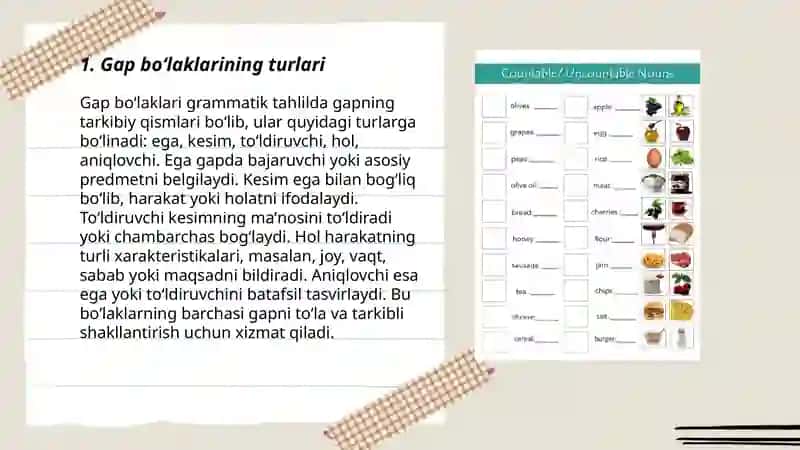Gap boʻlaklari sanalmaydigan birliklar 3