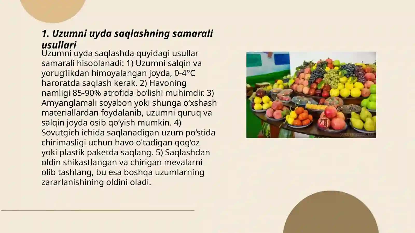 Uzumni uy va sanoat usulida sovutkichli omborlarida saqlash texnalogiyasi 3