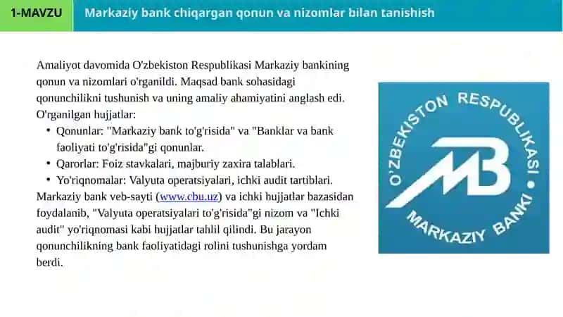 Markaziy bank chiqargan qonun va nizomlar bilan tanishish 3