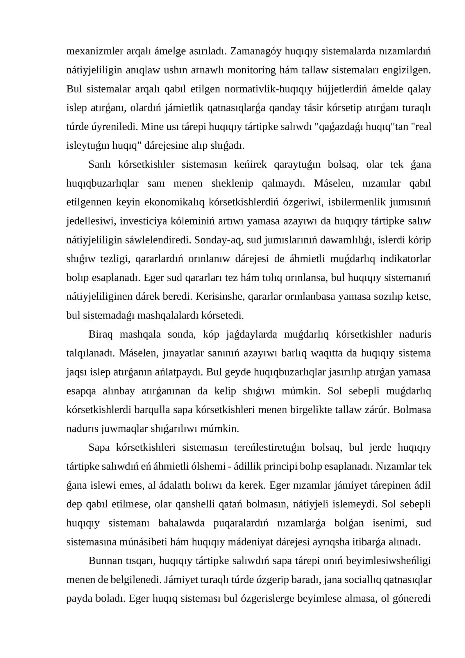 Huqıqıy tártipke salıw nátiyjeliligin bahalaw kriteriyaları: muǵdar hám sapa kórsetkishleri 3