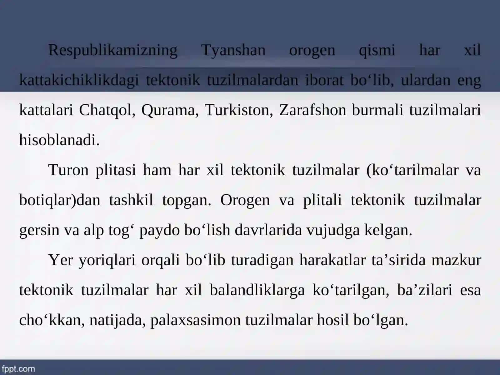 Geologik tuzilishi va yer yuzasining taraqqiyoti 3