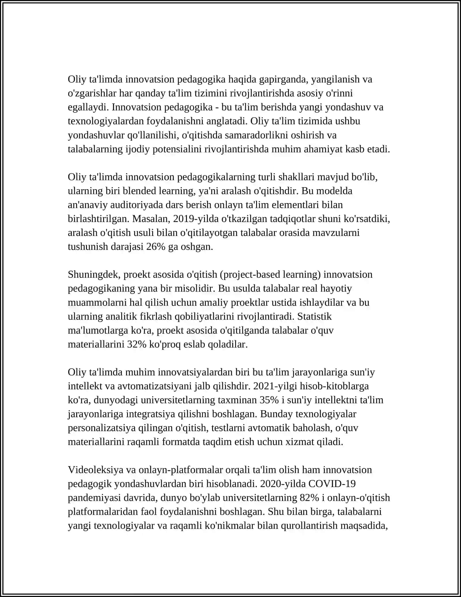 ZAMON TALABIGA JAVOB BERAOLADIGAN MUTAXASSISLAR TAYYORLASHDA ILMIY YOʻNALISHLAR REJASI 3