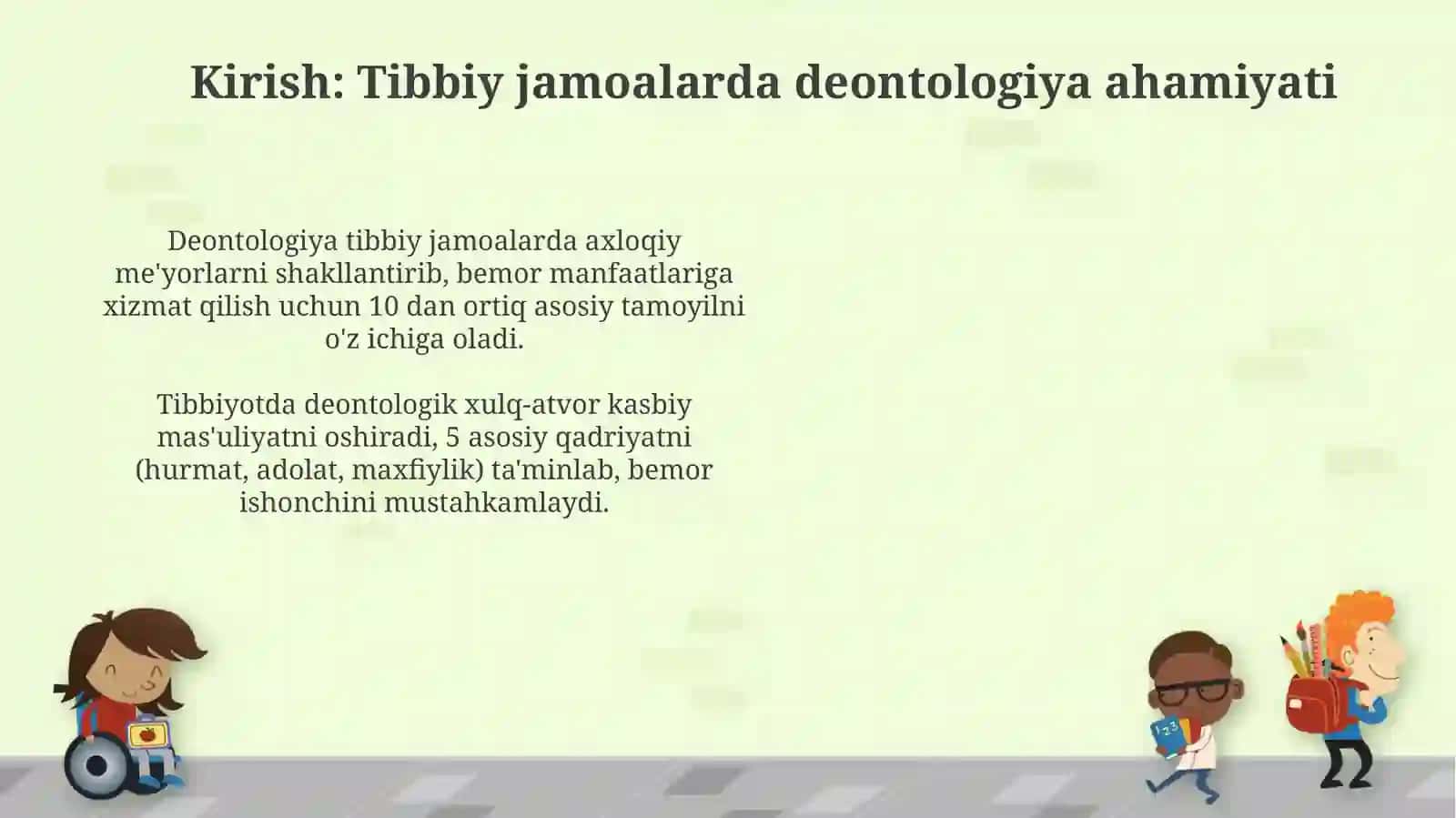 Tibbiy va ilmiy ishlar davomida tibbiy guruhlardagi munosabatlarning deontologik jihatlar 3