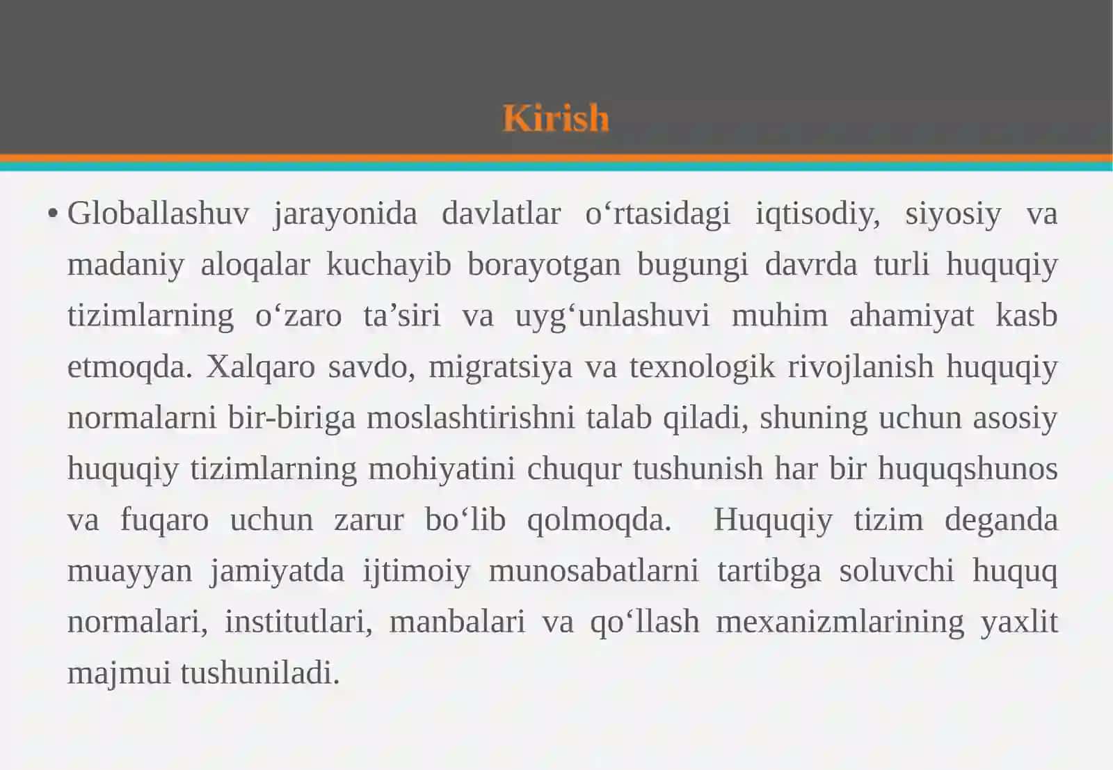 Hozirgi zamonning asosiy huquqiy tizimlari tushunchasi va tasnifi 3