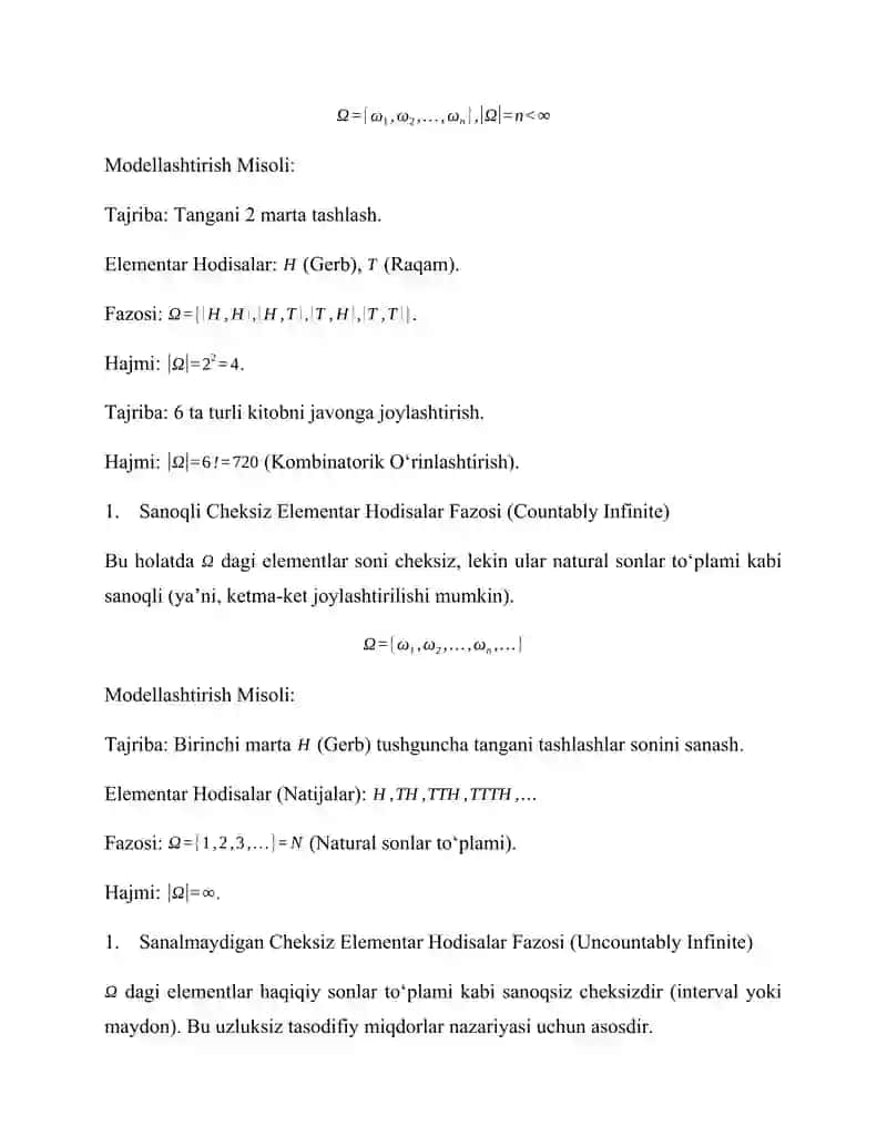 Elementar hodisalar fazosi 3