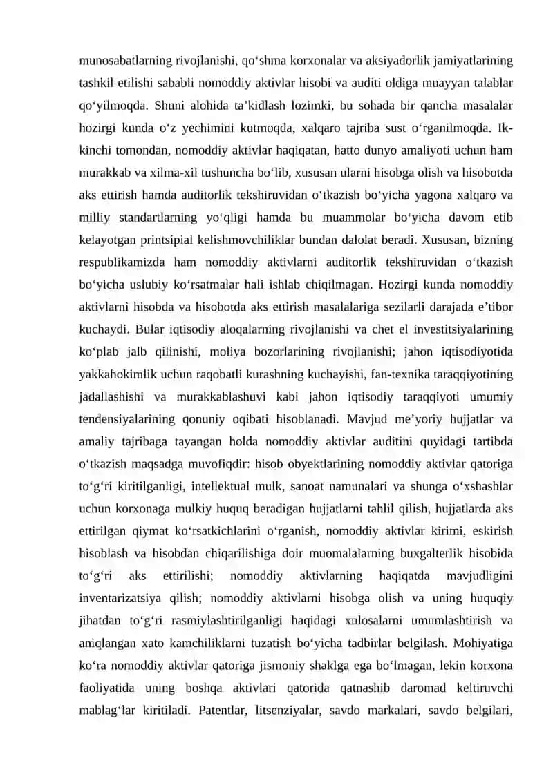 Nomoddiy aktivlarning iqtisodiyotdagi o‘rni va ahamiyati 3
