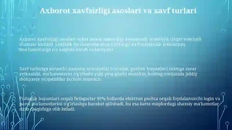 Axborot xavfsizligi va himoyalash usullari 3