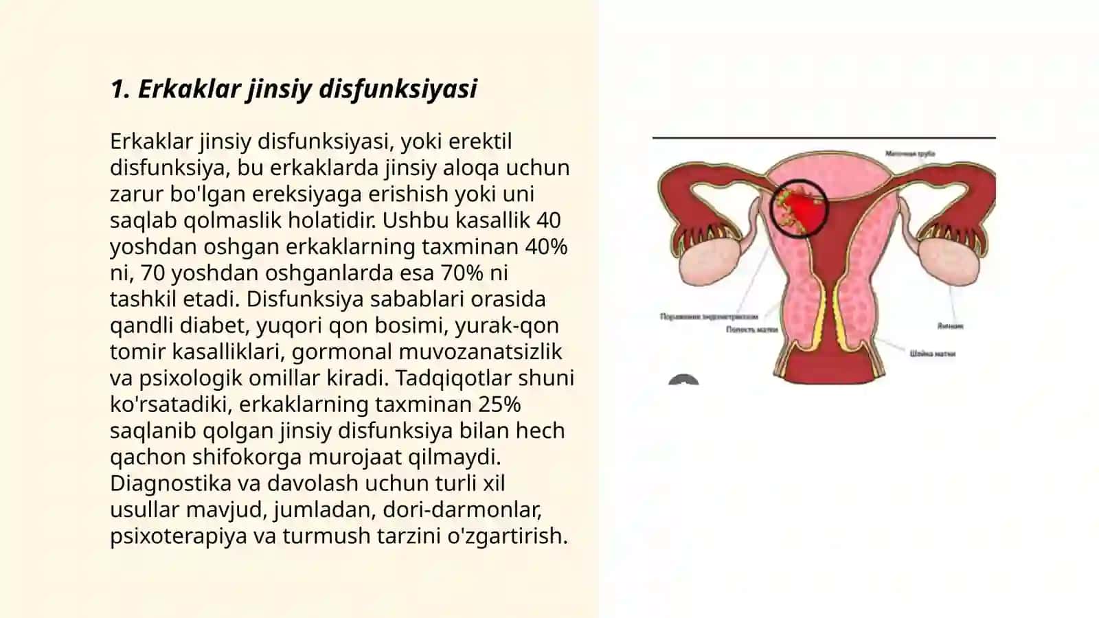 Jinsiy organlar funksiyasining buzilishi bilan bog'liq kasalliklar 3