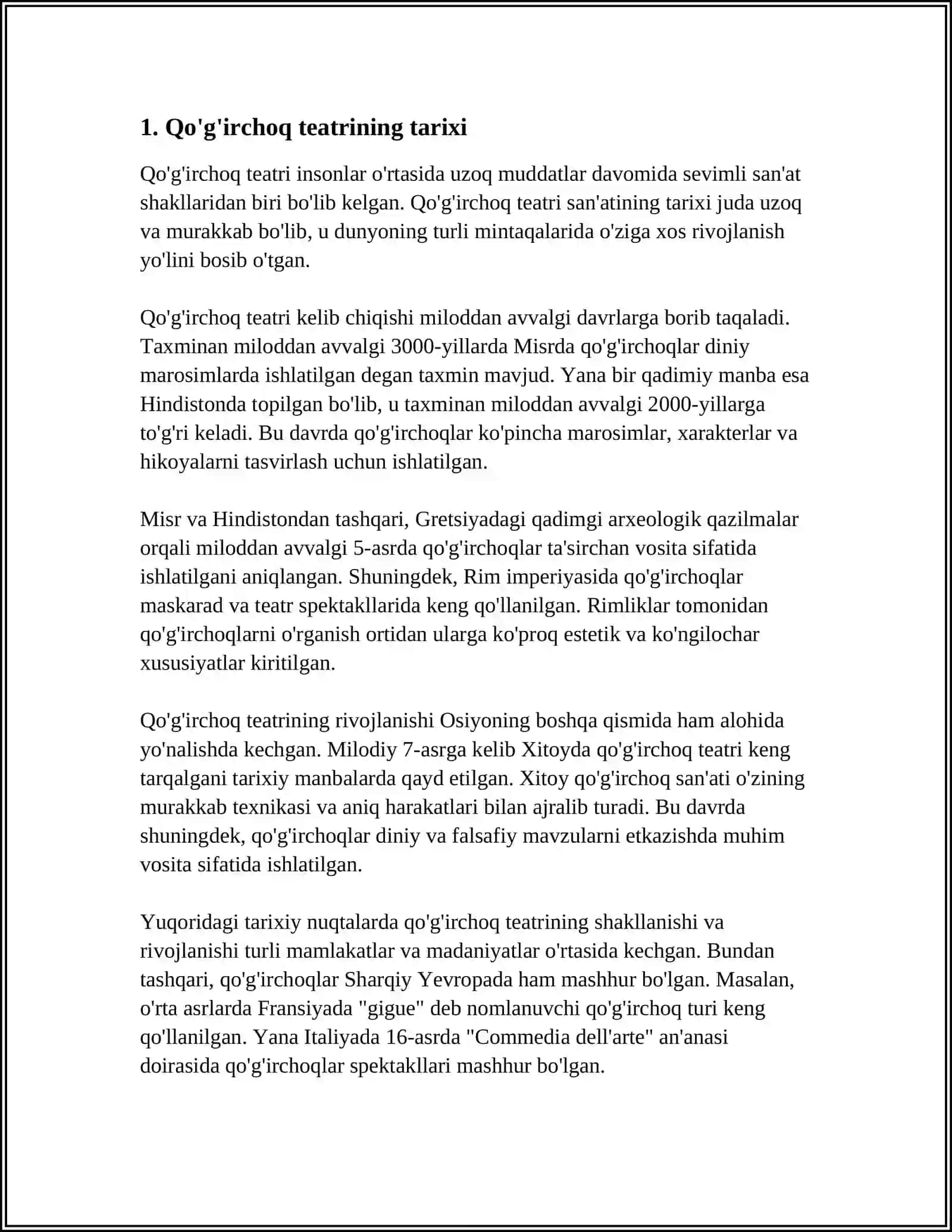 QO'G'IRCHOQ TEATRI PERSONAJLARINI YASASH ORQALI BADIIY IJODIY QOBILIYATNI SHAKLLANTIRISH MAZMUNI VA QO'G'IRCHOQ YASASH USULLARI 3
