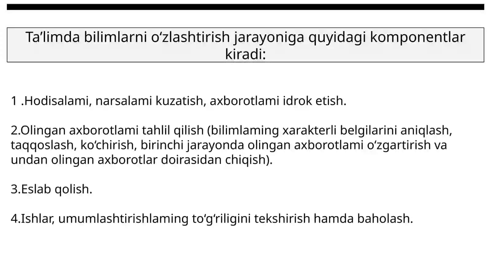 DARS TA’LIMNI TASHKIL ETISHNING ASOSIY SHAKLI. O’QUVCHILARNING BILIM,KO’NIKMA VA MALAKALARINITASHXISETISH 3
