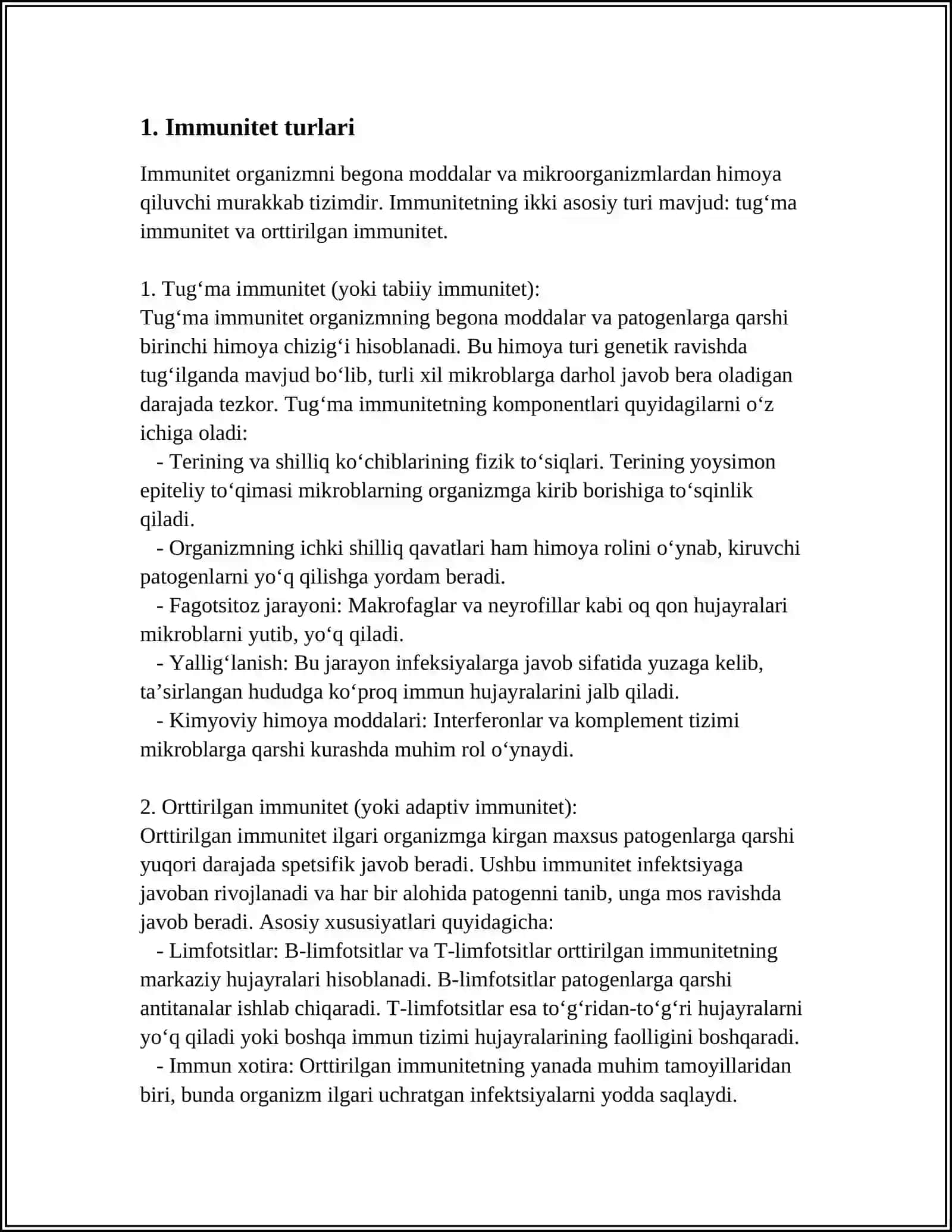 IMMUNITET: IMMUNITET TURLARI 3