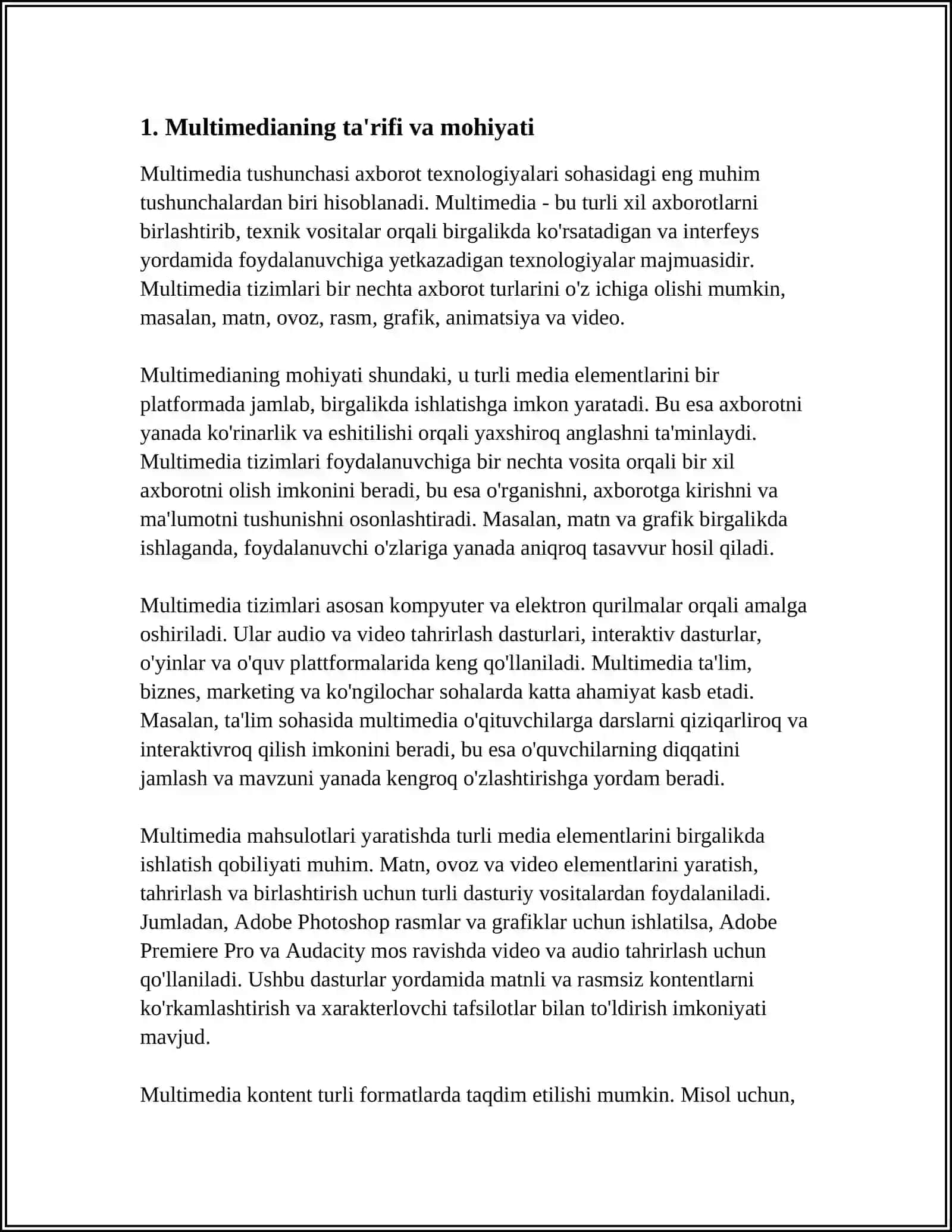 MULTIMEDIANING ASOSIY TUSHUNCHASI 3