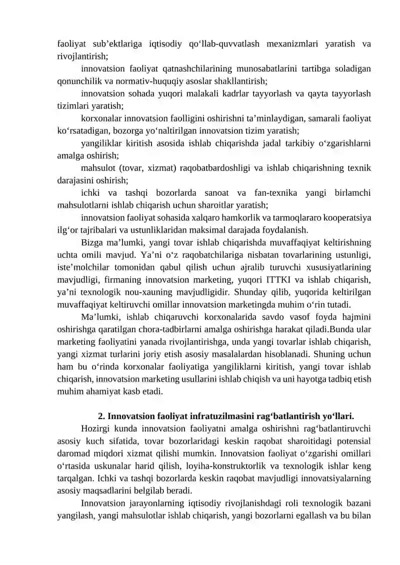 INNOVATSION FAOLIYAT INFRATUZILMASINI TASHKILIY-IQTISODIY MEXANIZMLARI 3
