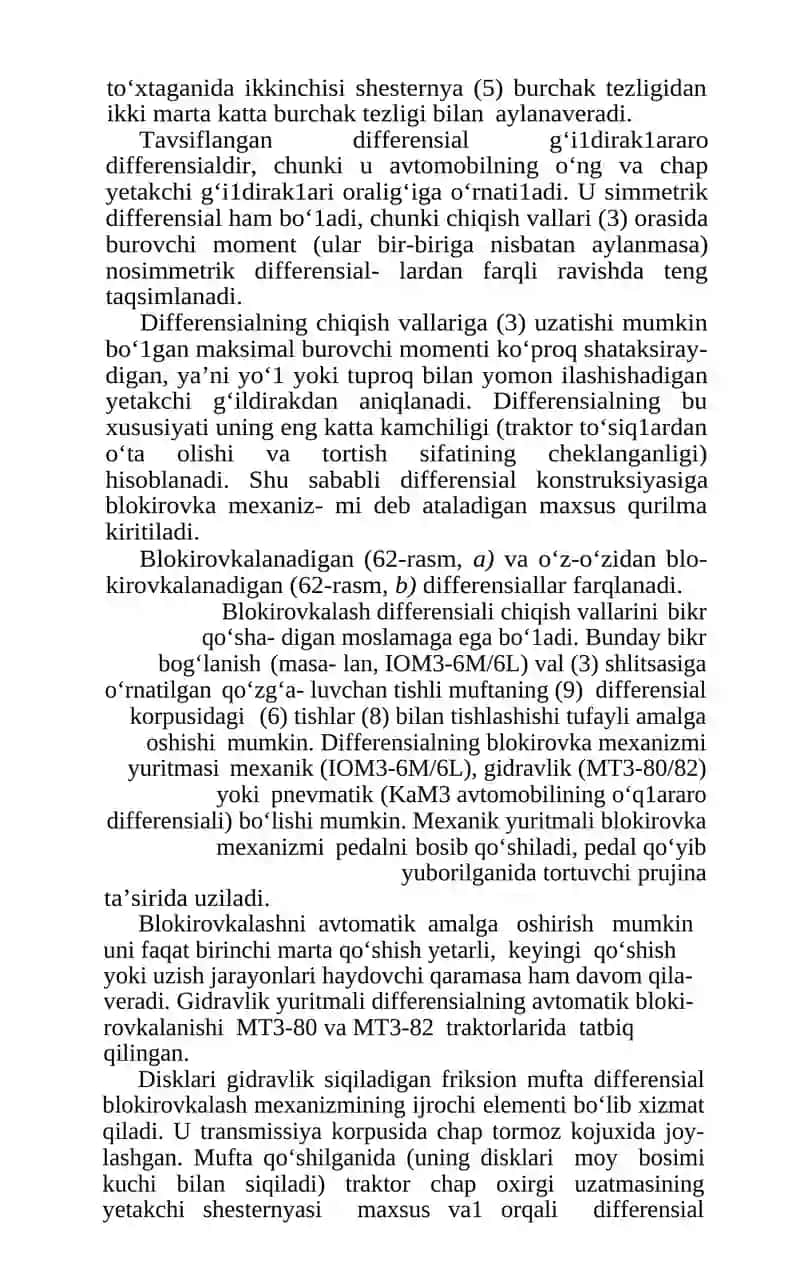 Dıfferensıal va yetakchı g‘ıldırak vallarıga texnik xizmat ko’rsatish 3