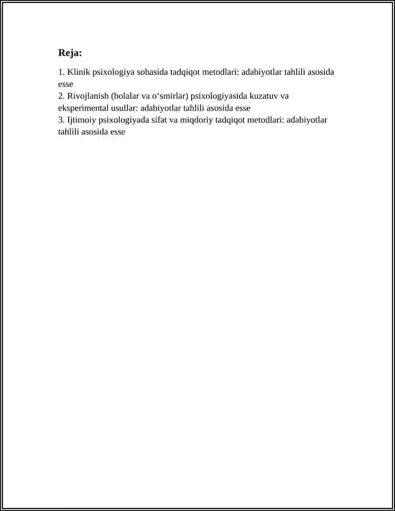 PSIXOLOGIYANING SOHALARI VA TADQIQOT METODLARI 3