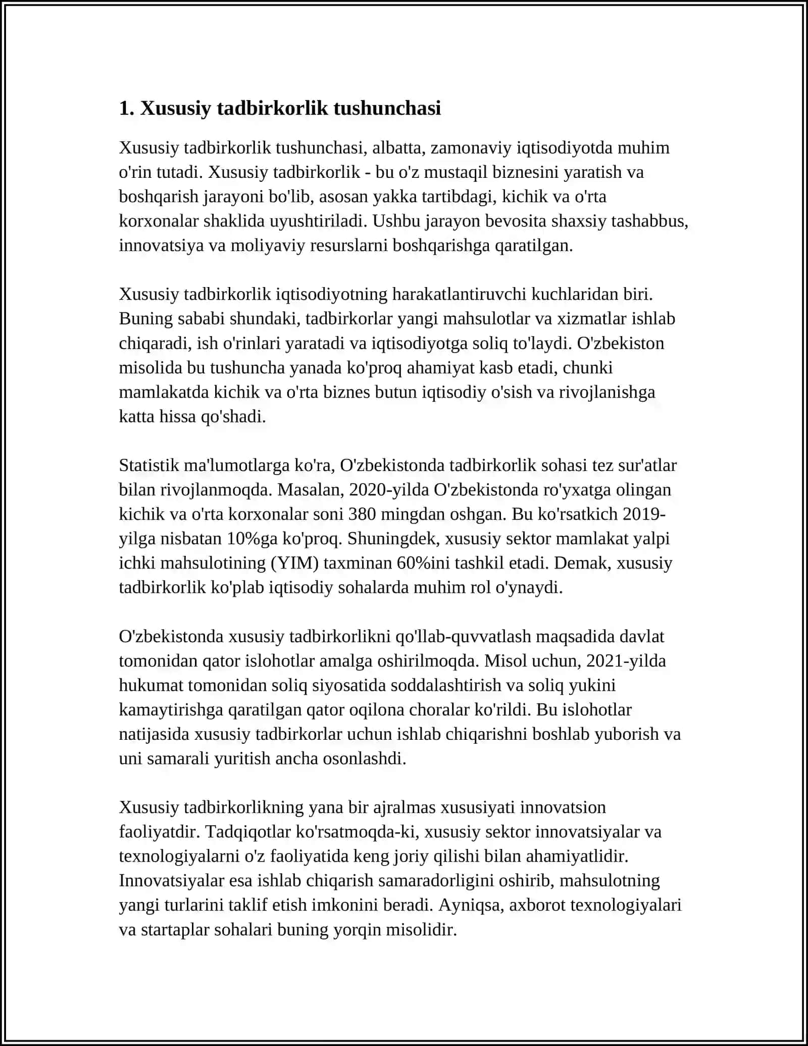 Xususiy Tadbirkorlarning Huquqiy Maqomi 3
