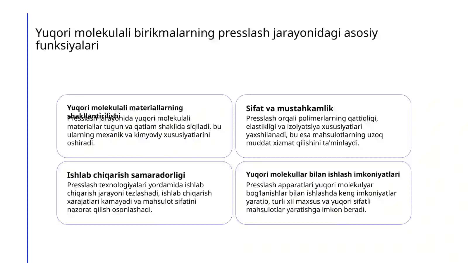 Yuqori molekulali birikmalar ishlab chiqarishda presslash apparati 3