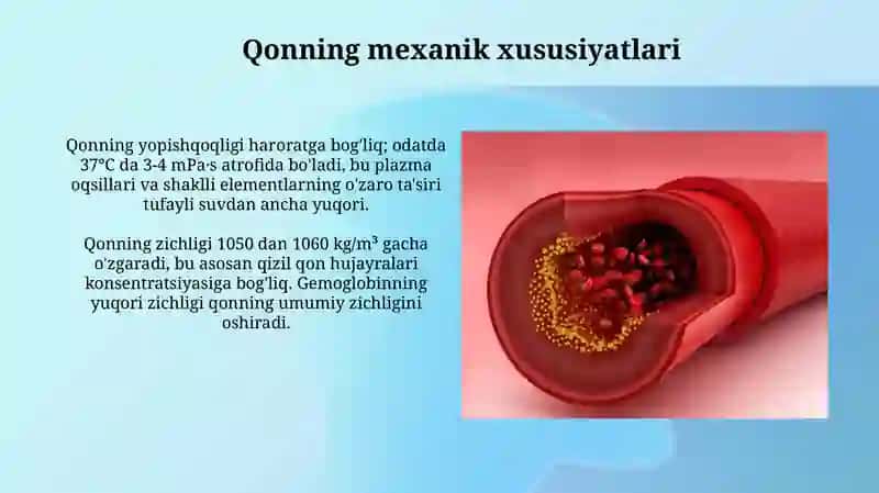 Qonning mexanik xossalari va tomirlardagi oqimning fizik modeli 3