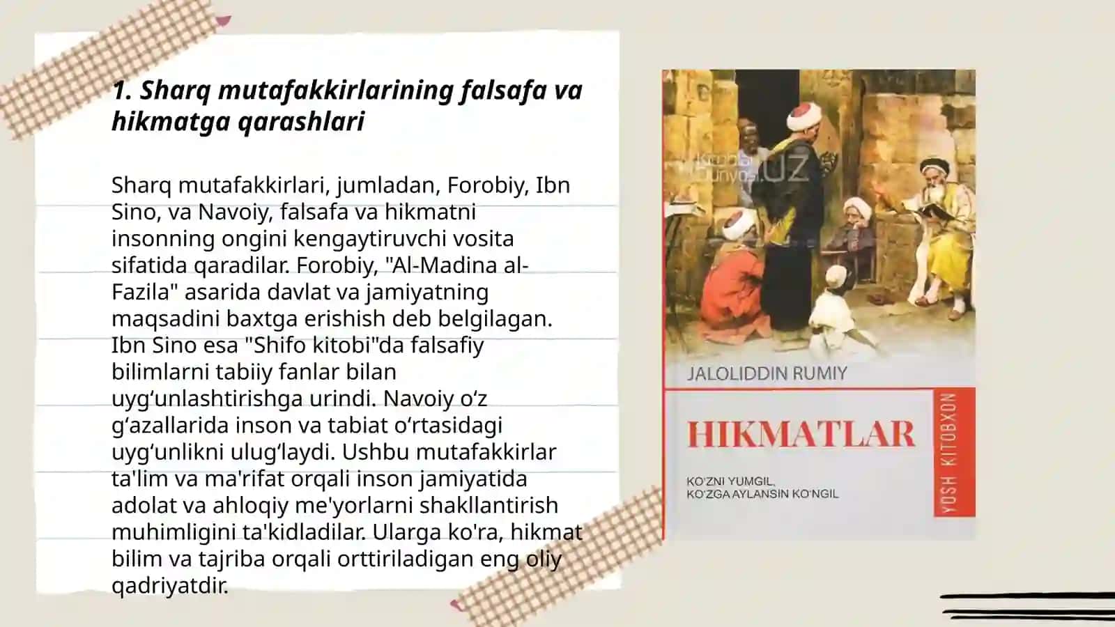 Sharq va G'arb mutafakkirlari:Falsafaning mohiyatiga oid ta'riflar 3