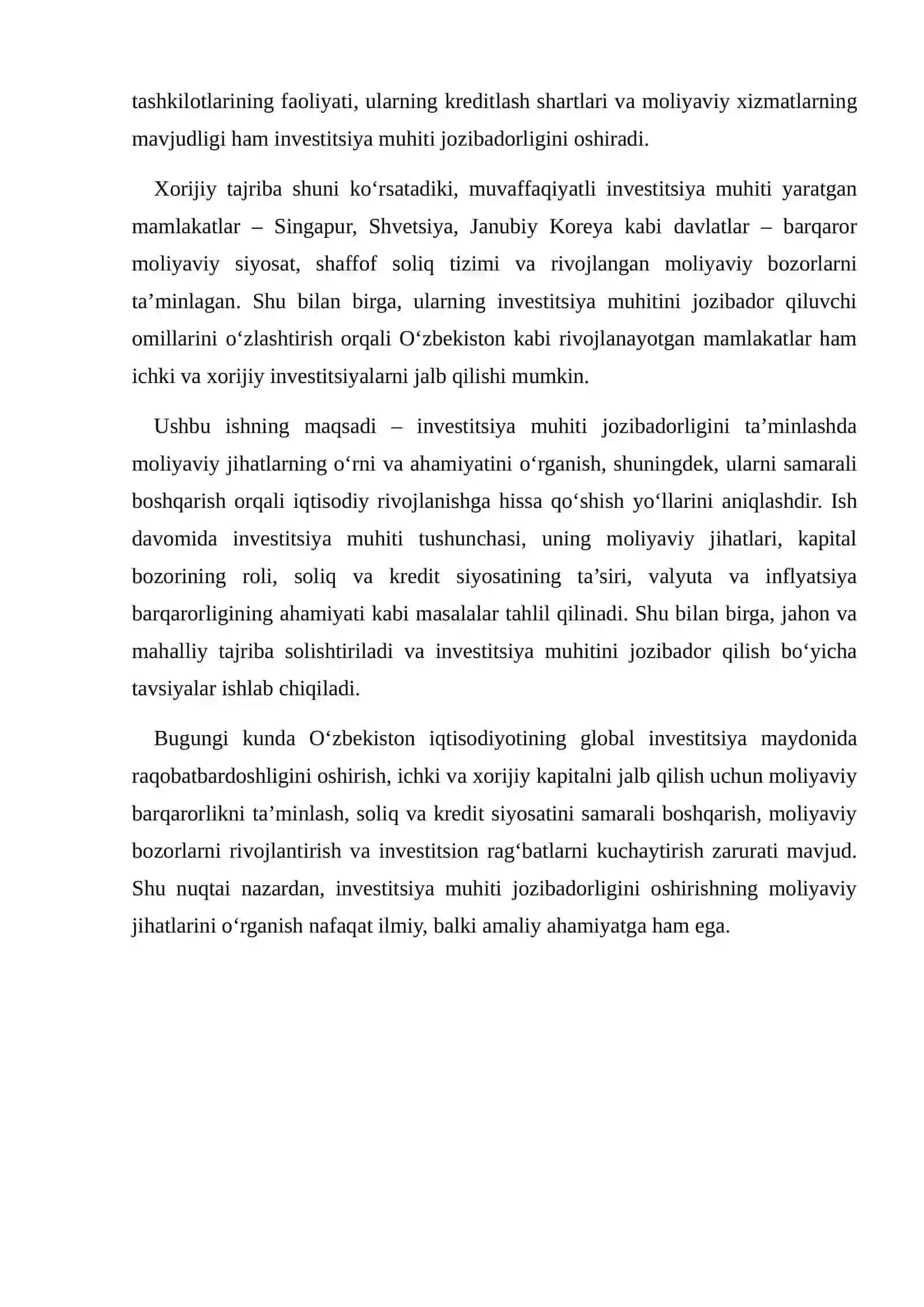 INVESTITSIYA MUHITI JOZIBADORLIGINI TA’MINLASHNING MUHIM MOLIYAVIY JIHATLARI 3