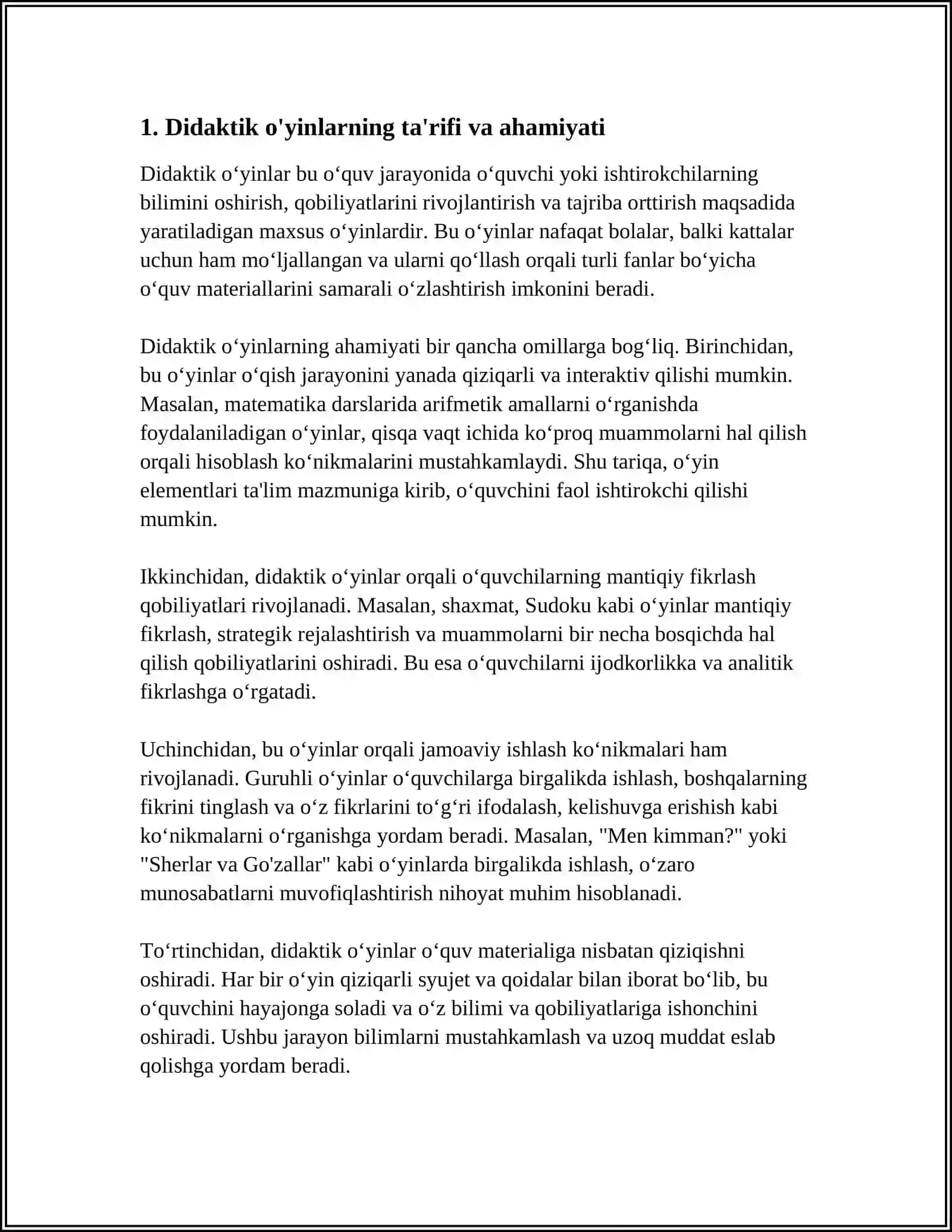 MAKTABGACHA TAʼLIMDA DIDAKTIK OʻYINLAR: TURLARI VA AMALIY QOʻLLANILISHI 3