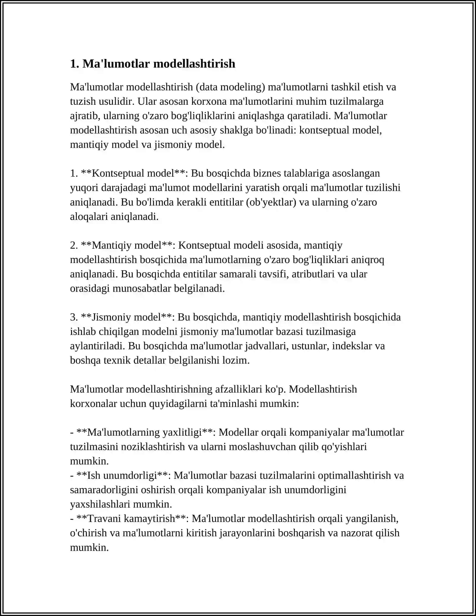 MA'LUMOTLAR BAZALARI VA ULARNI INTELLEKTUAL TAHLIL QILISH 3